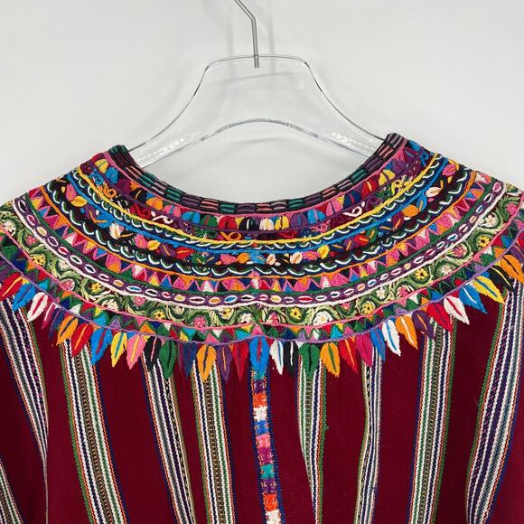 Vtg Handmade Huipil Top Womens One Size Colorful Embroidered Poncho Floral - Picture 6 of 8